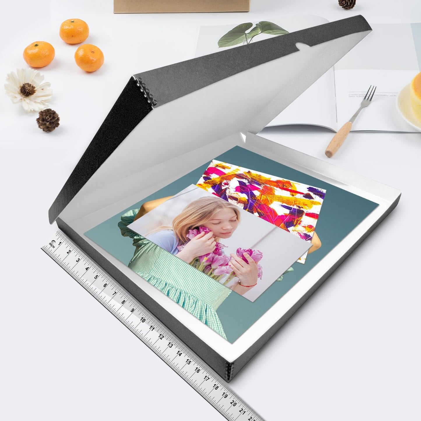 Lineco Folio Storage Box, Clamshell Design with Metal Edge. 18.5x24.5x1.75 Inches, Archival Boxboard, Preserve Photos, Cards, Magazines, Documents, Art, Ephemera, Family Records, Black, Pack of 8