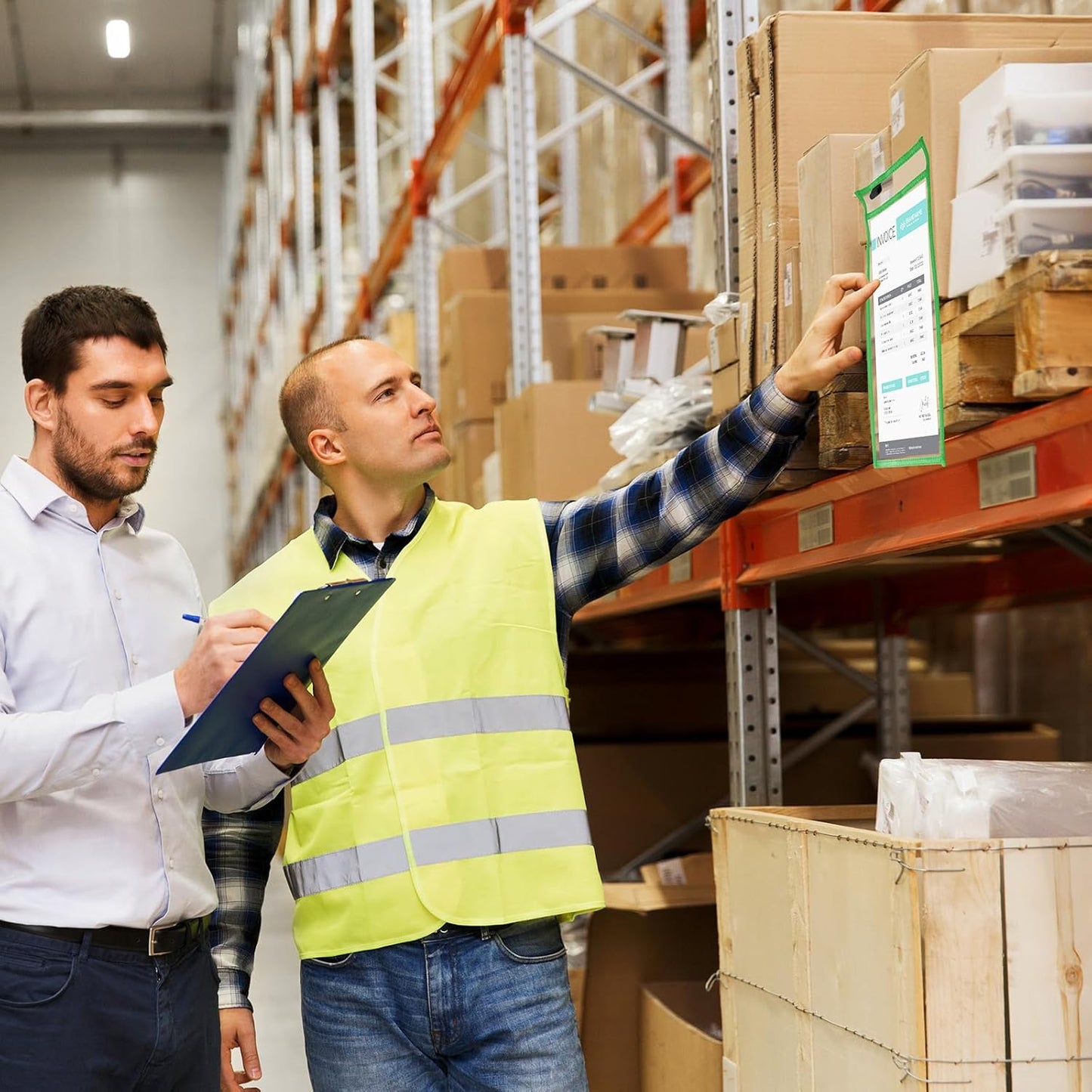 Nezyo Dry Erase Pockets Plastic Job Ticket Holders Shop Holder Order Pockets Clear Sleeves Tickets Folders Plastic Sleeves Paper Teacher Supplies for Classroom(12 x 9.5 in,Green,50 Pcs)