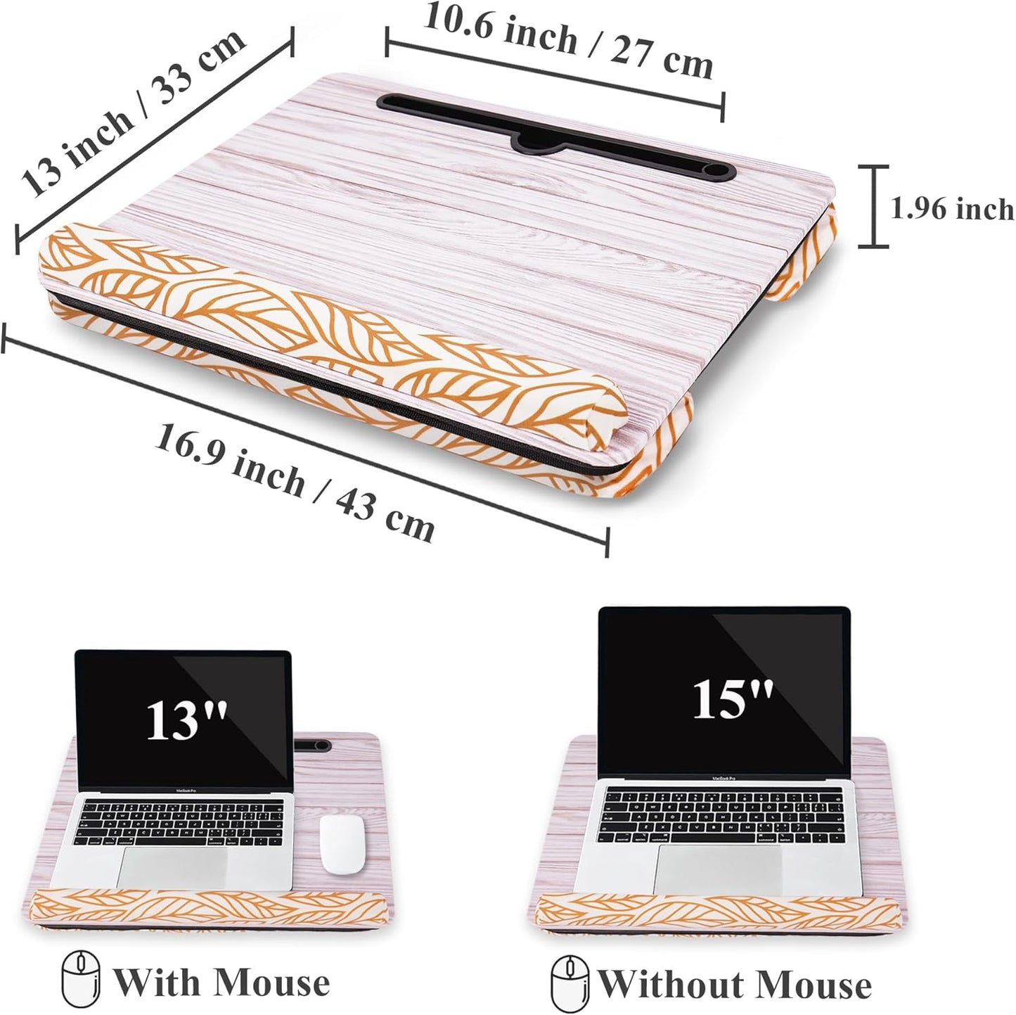 Lap Desk,Fits up to 15.6 inch Laptop Bed Table Computer with Soft Pillow and Storage Bag,Gaming Tray and Writing Tray on Bed for Home Office(2-Light Grey)