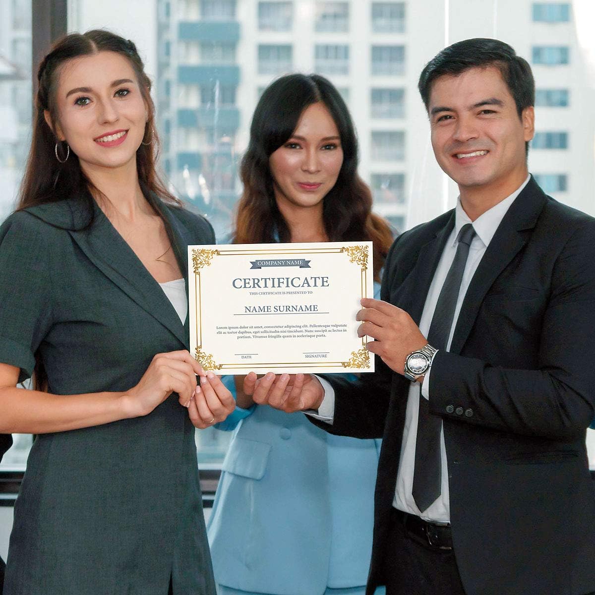 Empire Gold & White Parchment Certificate Papers - Pack of 100, Not FOIL, Laser & Inkjet Printer Compatible, For Office, Business Awards, Graduation, School Diplomas, 8-1/2" x 11" on 60 lb.Text Stock