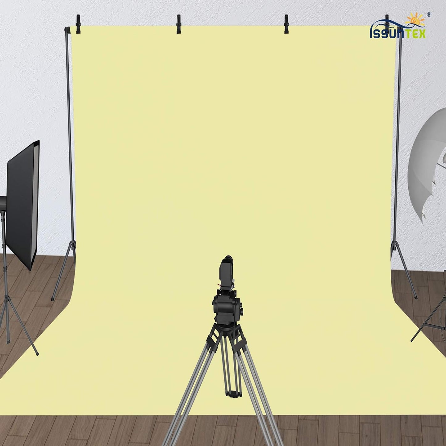 ISSUNTEX 5X7 ft/1.5X2.1 Meters Beige Background Photo Backdrop, Photo Studio, Collapsible High Density Screen for Video Photography and Television