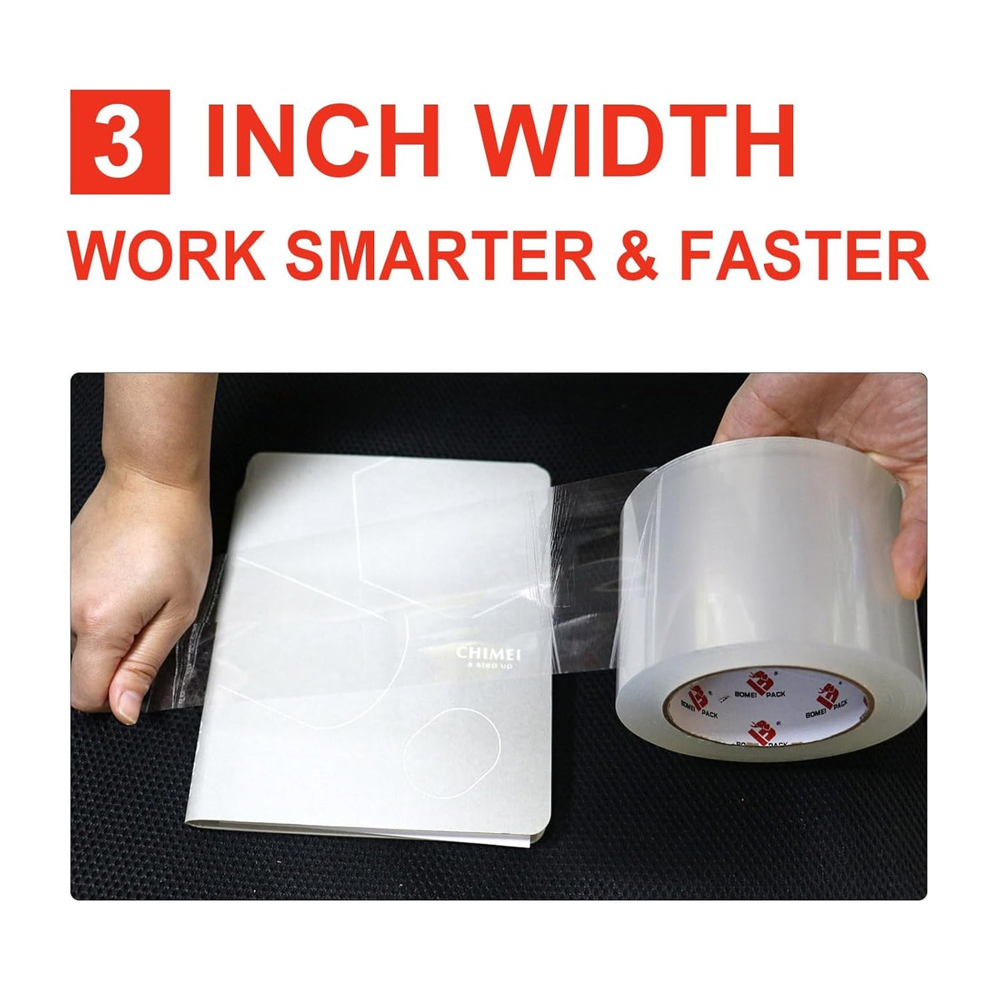 BOMEI PACK 3 inch Wide Clear Packing Tape, 3 inch x 110 Yards (330ft), Industrial Grade 3'' Heavy Duty Shipping Tape Refills for Box Office Moving, Packaging and Mailing