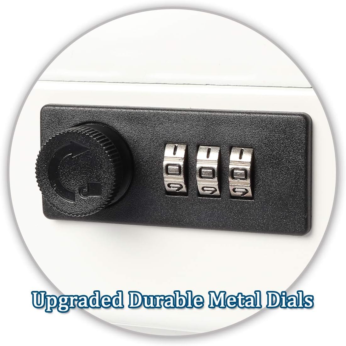 Jssmst Large Locking Cash Box with Money Tray, Metal Money Box with Combination Lock, White