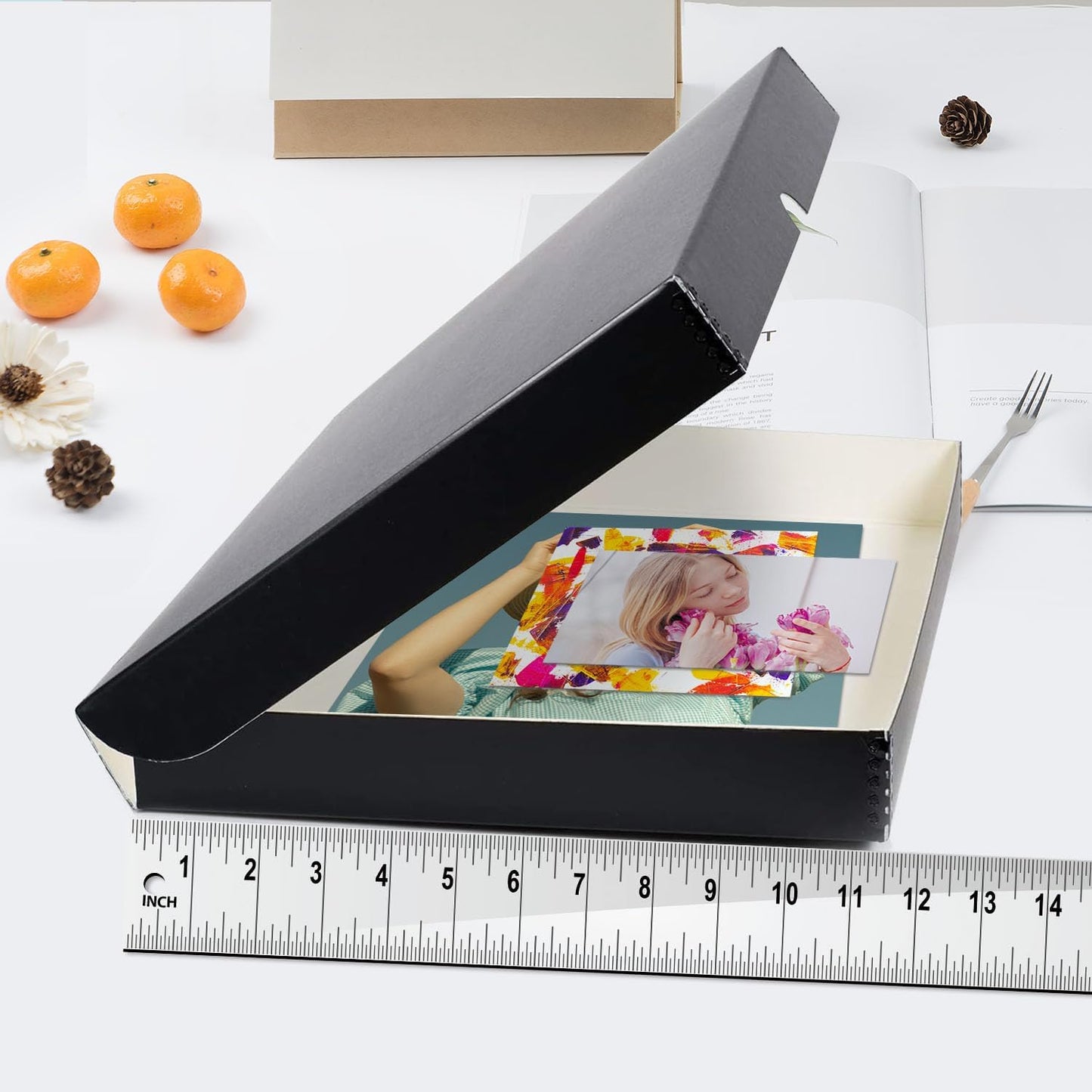 Lineco Folio Storage Box, Clamshell Design with Metal Edge. 11.5x17.5x1.75 Inches, Archival Boxboard, Preserve Photos, Cards, Magazines, Documents, Art, Ephemera, Family Records, Black, Pack of 1