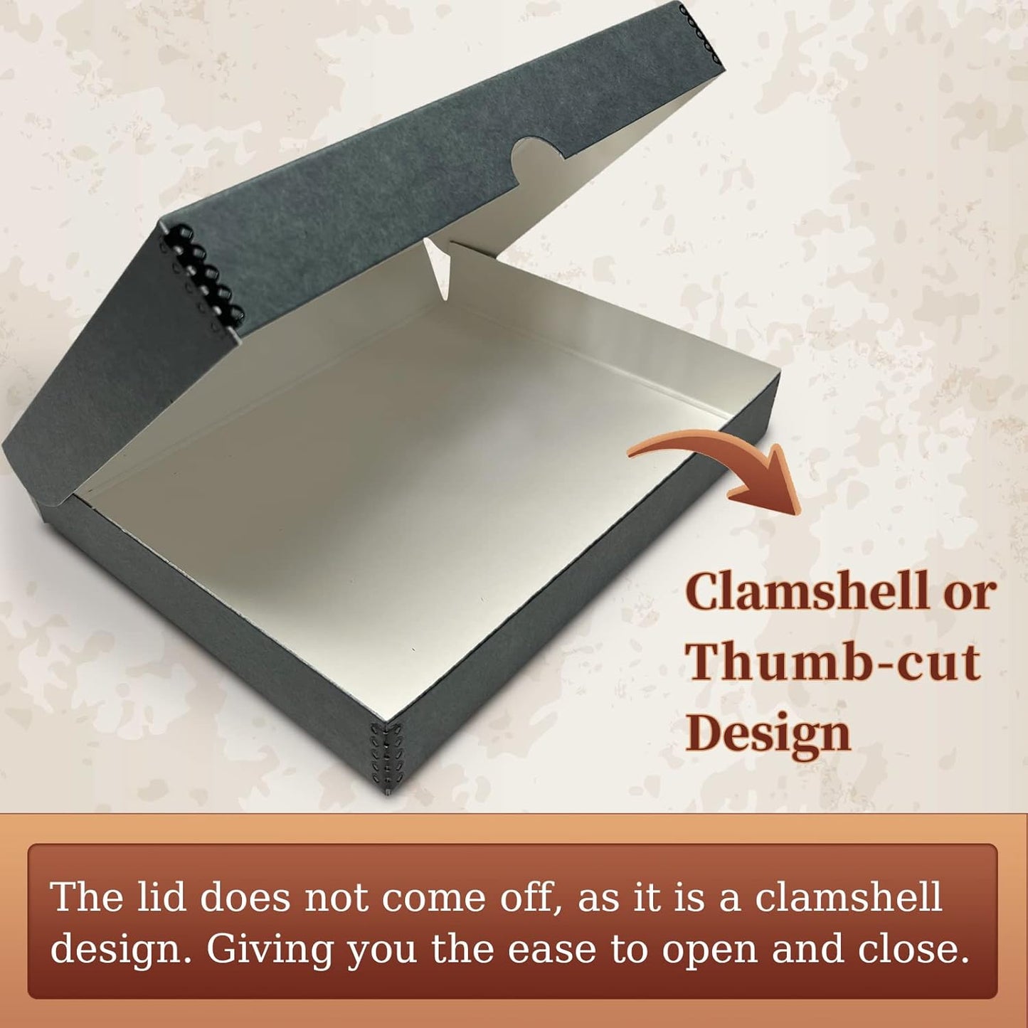 Golden State Art, Archival Folio Storage Box 9x12, Clamshell Design with Metal Edge, Preserve And Store Photos Documents Cards Prints Arts Crafts DIY, Gray