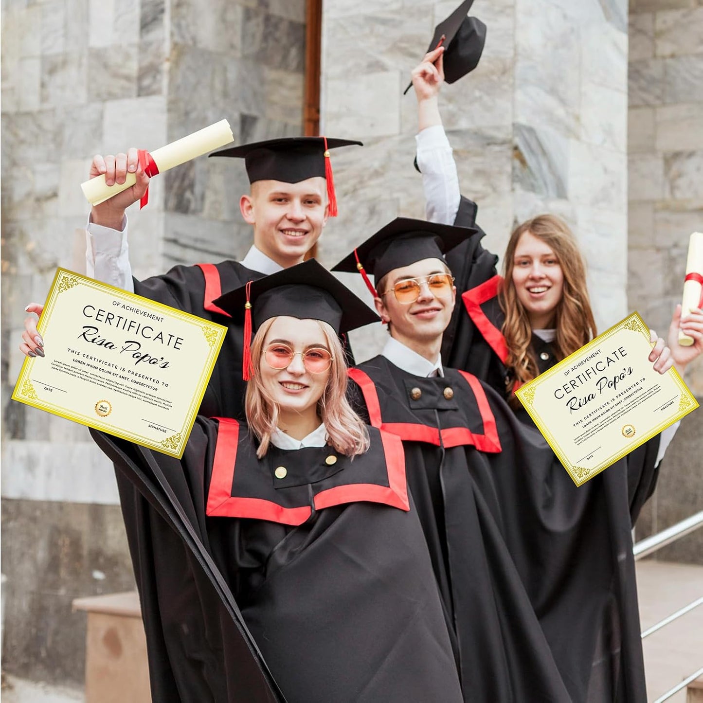 200 Sheet Gold Foil Award Certificate Paper Bulk 8.5 x 11 in for Printing Customizable Blank Cardstock Gold Border Certificate Laser and Inkjet Printer Friendly for Graduation Diploma Achievement