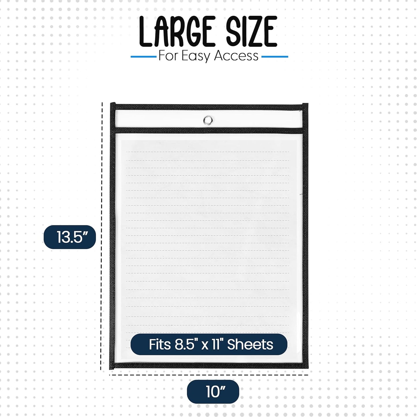 Essex Wares - 100 Pack, Black, Job Ticket Holders, 10" Wide x 13.5" Tall - Clear Plastic Shop Ticket Holders - Easy to Use, Reusable & Easy Erase Plastic Invoice Holders, Water-Resistant & Durable