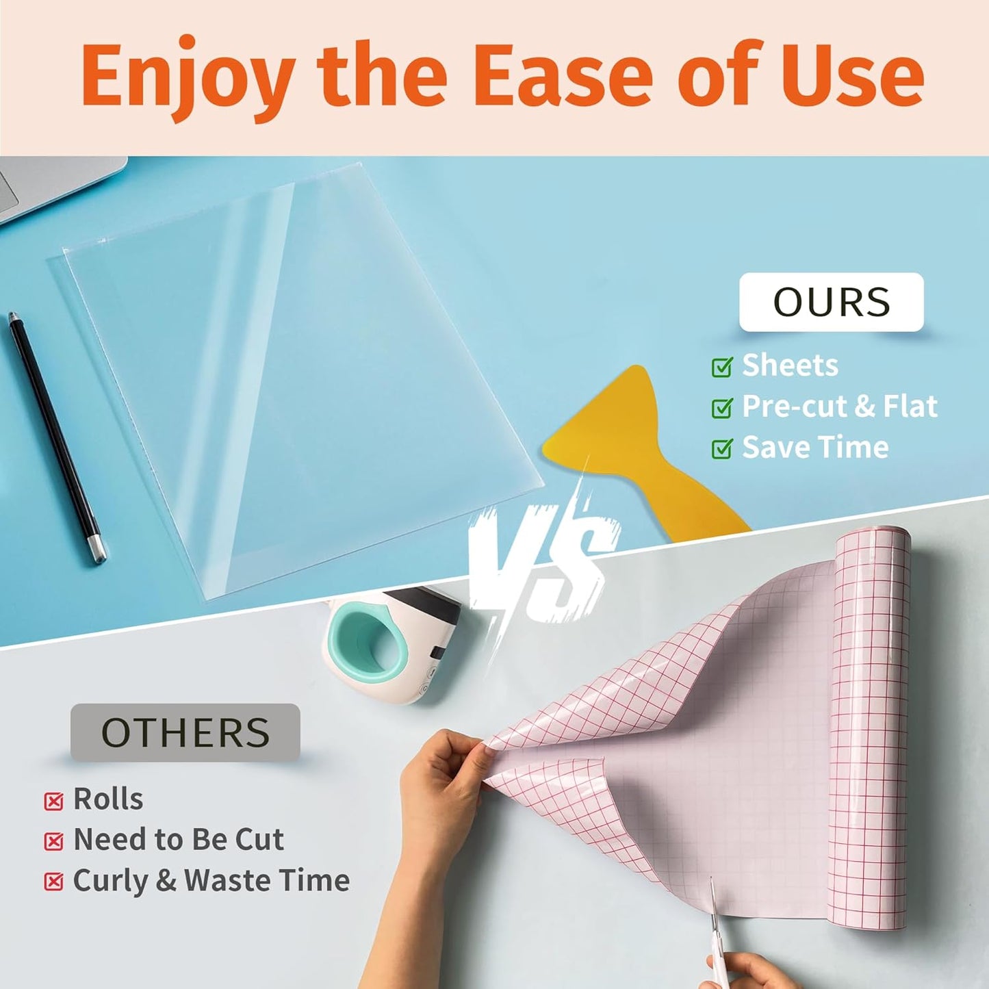 TransOurDream Tru-Iron On Transfer Tape for Inkjet Dark Heat Transfer Paper (10 Sheets, 8.5"x11") Iron On Clear Transfer Tape for Cut & Weeded Printable Heat Transfer Vinyl, Iron on Transfer Mask