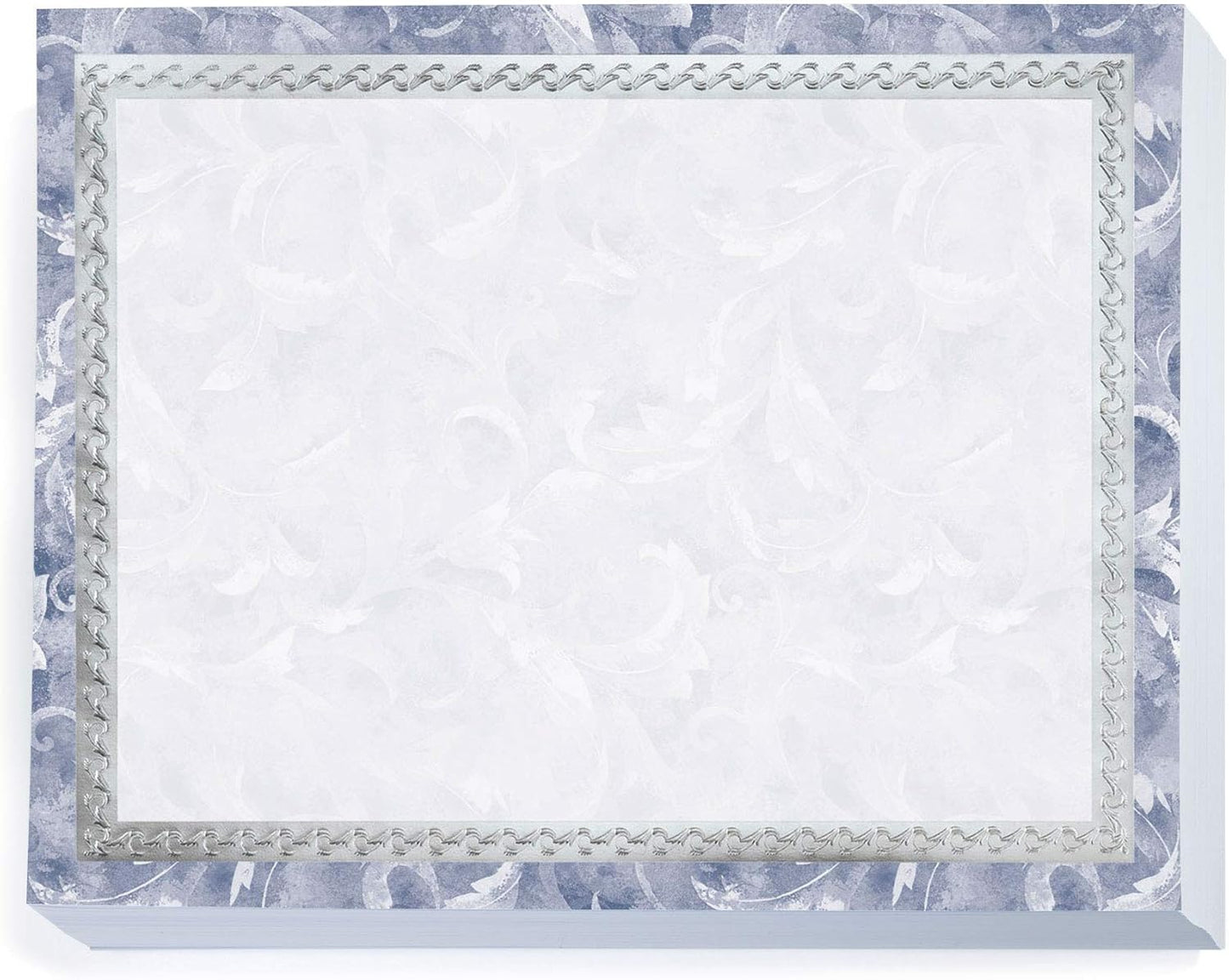 PaperDirect Blue Marbleized Leaf Specialty Certificates, Silver Foil Embossed Border 8 1/2 inch x 11 inch, 38lb Cover Stock, 50 Count, for School, Work, Diplomas & Award Certificates