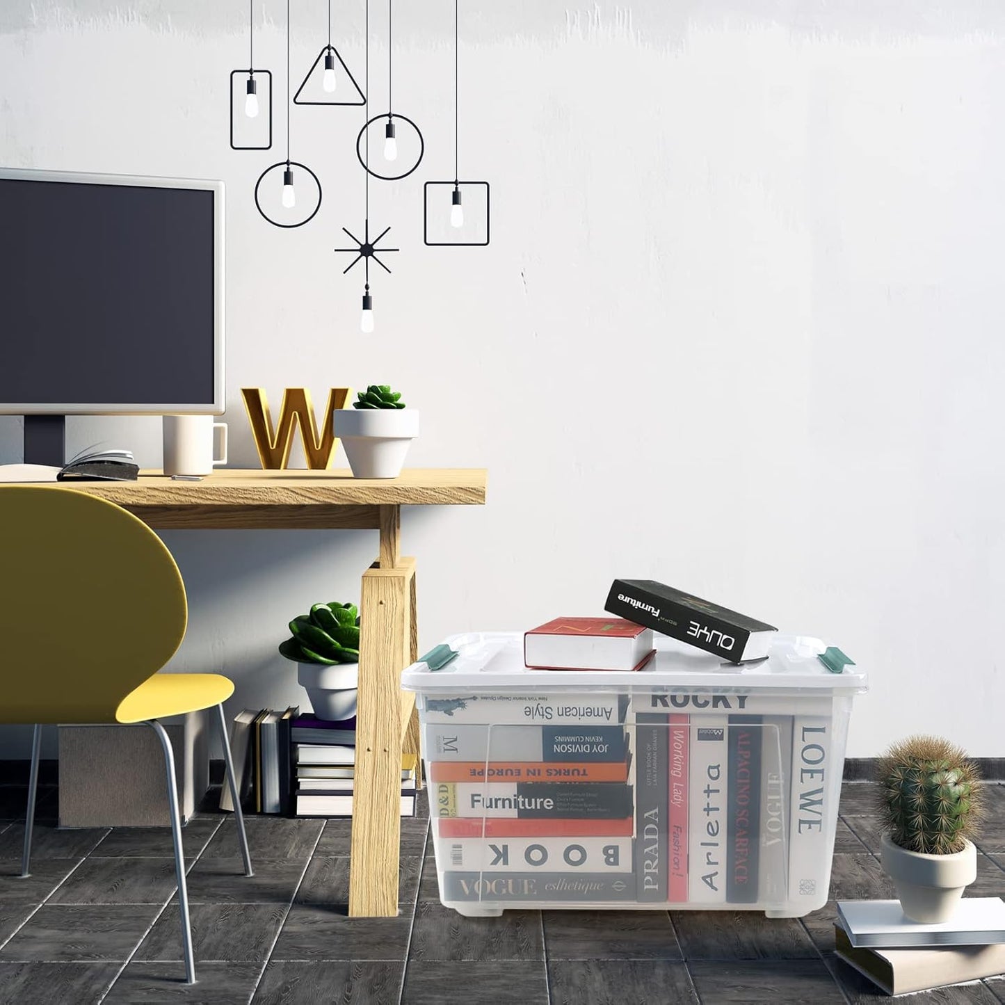 Gloreen 4 Pack Large Plastic Storage Bin with Lid, 85 Quart Latching Storage Box with Wheels