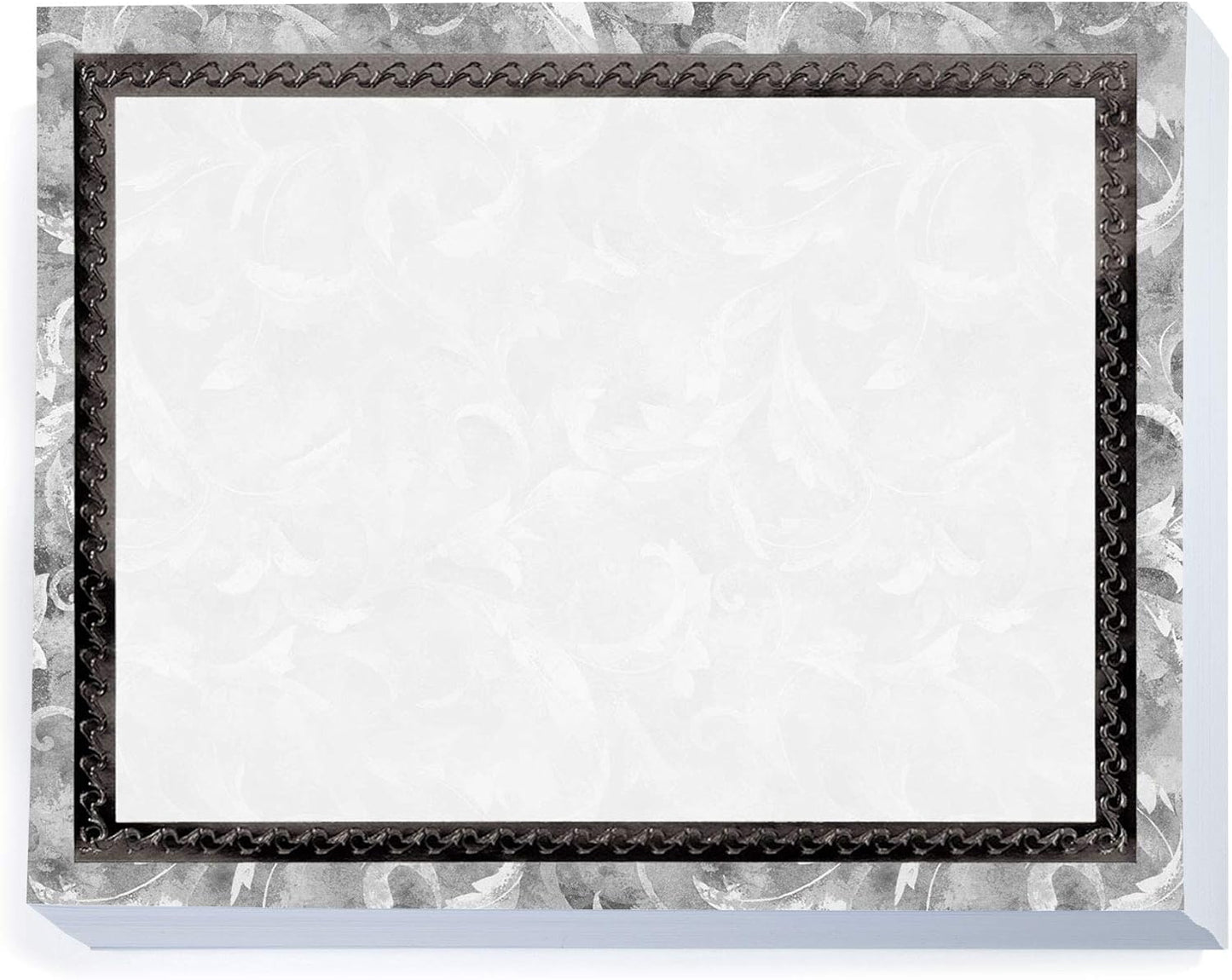 PaperDirect Black Marbleized Leaf Specialty Certificates, Silver Foil Embossed Border 8 1/2 inch x 11 inch, 38lb Cover Stock, 50 Count, for School, Work, Diplomas & Award Certificates