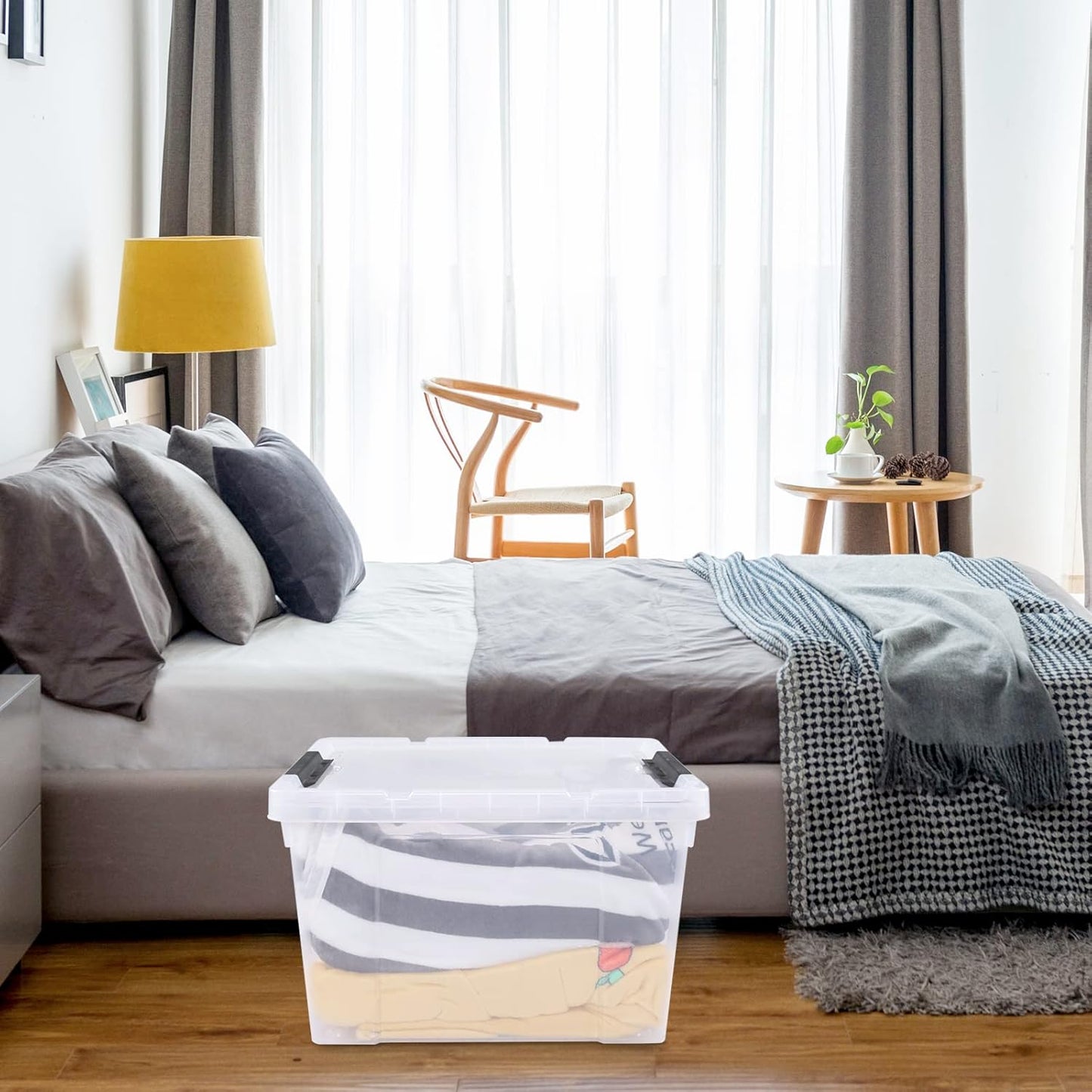 4-Pack 34 Quart Clear Latching Box Totes, Plastic Storage Bin