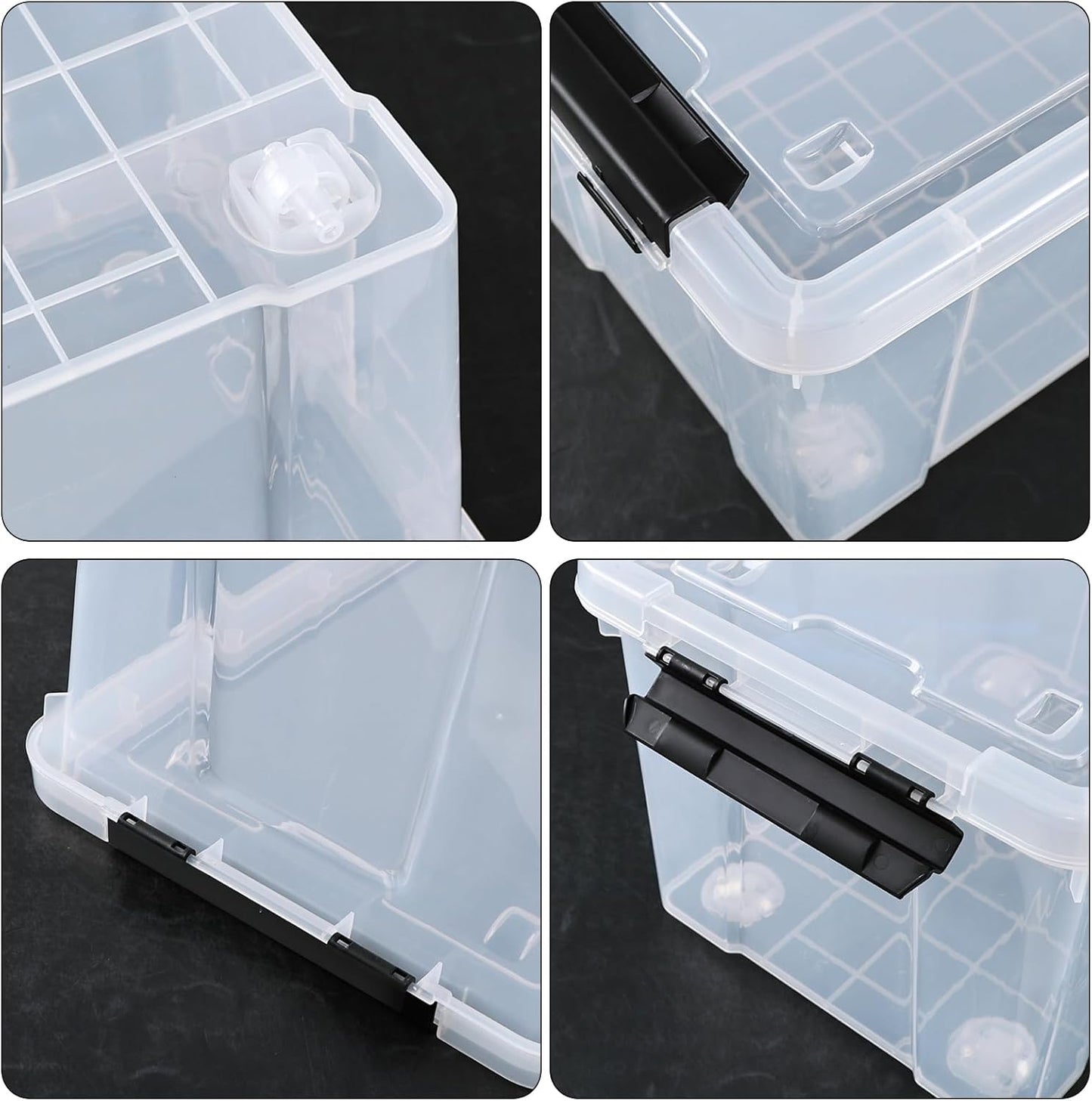 22 Quart Stackable Plastic Storage Bins with Lids and Latching Buckles, 4 Pack Tubs Boxes Organizing, Clear