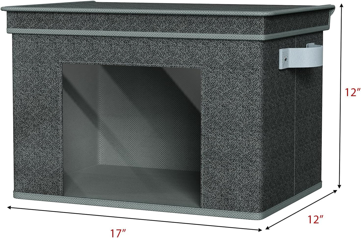 Univivi Foldable Fabric Storage Boxes Large Storage Bins with Lids [4-Pack] Collapsible Storage Cubes Organizer Containers Organization Baskets for Home, Bedroom, Closet (Black, 17”x 12” x 12”)