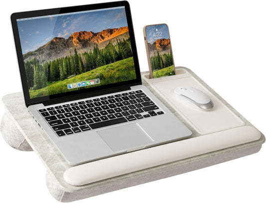LAPGEAR Home Office Pro Lap Desk with Wrist Rest, Mouse Pad, and Phone Holder - Taj Mahal Marble - Fits up to 15.6 Inch Laptops - Style No. 91601