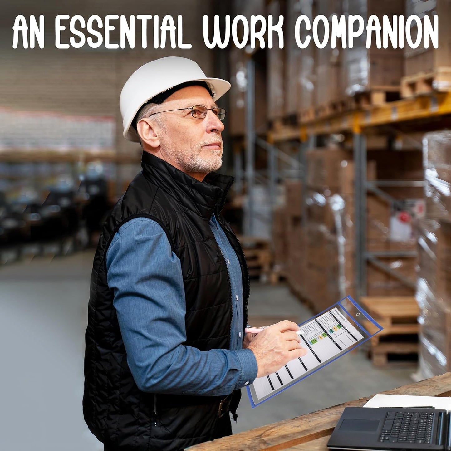 Essex Wares - 25 Pack, Assorted, Job Ticket Holders, 10" Wide x 13.5" Tall - Clear Plastic Shop Ticket Holders - Easy to Use, Reusable & Easy Erase Plastic Invoice Holders, Water-Resistant & Durable