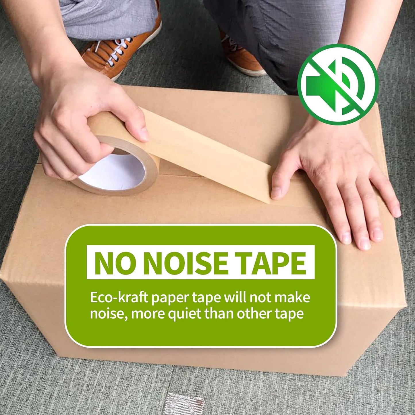 Eco-Friendly Kraft Paper Tape, Biodegradable Kraft Paper Tape, Recyclable Writable Packing Tape, Non-Coated Surface for Masking, Sealing, 2inch x 60yards, 24Rolls