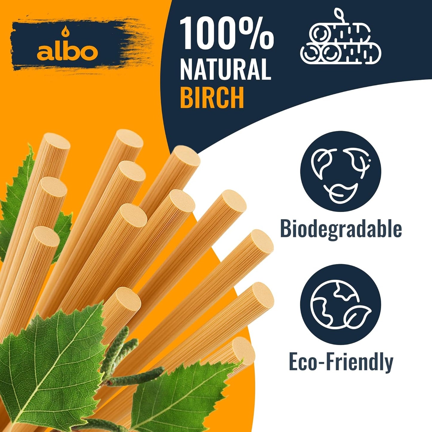 ALBO Wooden Dowel Rods 100 PCS 1/4" x 6" Inch Round Wood Sticks for Crafts, DIY Projects and Macrame Hardwood Assorted Bouquet Sticks Cake Dowels for Tiered Cakes