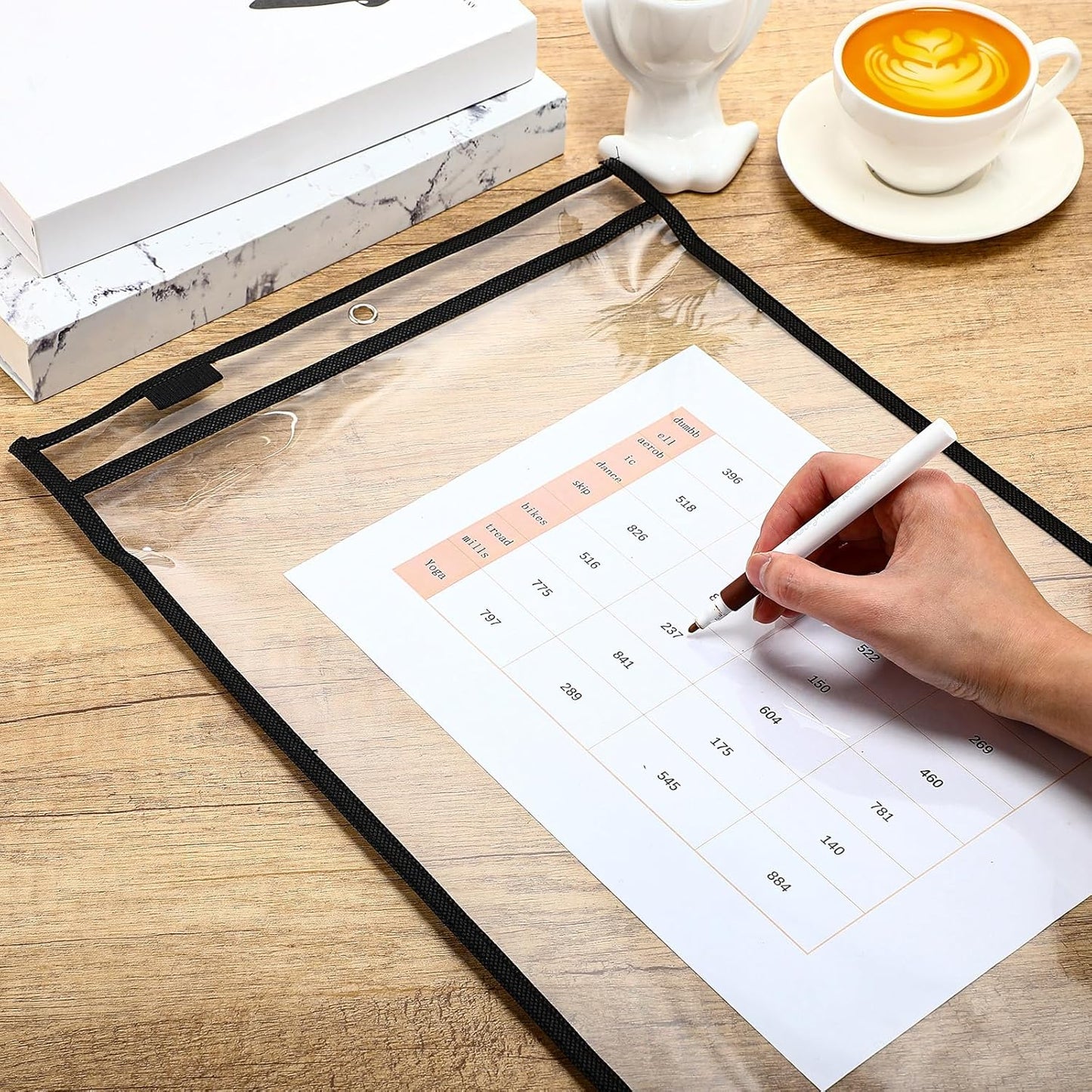 Nezyo Dry Erase Pockets Plastic Job Ticket Holders Shop Holder Order Pockets Clear Sleeves Tickets Folders Plastic Sleeves Paper Teacher Supplies for Classroom(12 x 18.6 in,Black,50 Pcs)