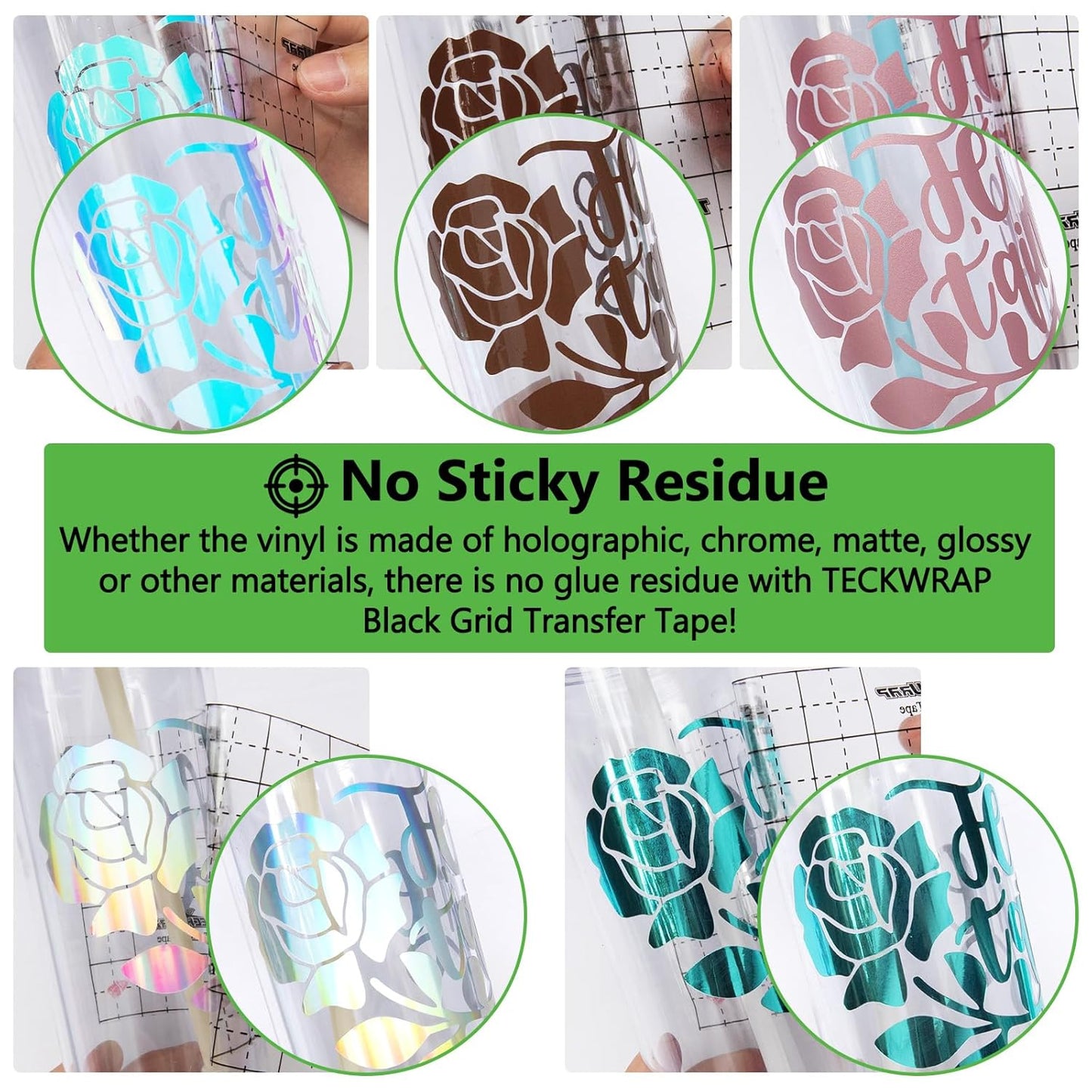 TECKWRAP Transfer Tape for Vinyl - 12" x 32FT Vinyl Transfer Paper for Permanent Vinyl, Stickers, Decals, Signs, Windows, Alignment Grid & Clear