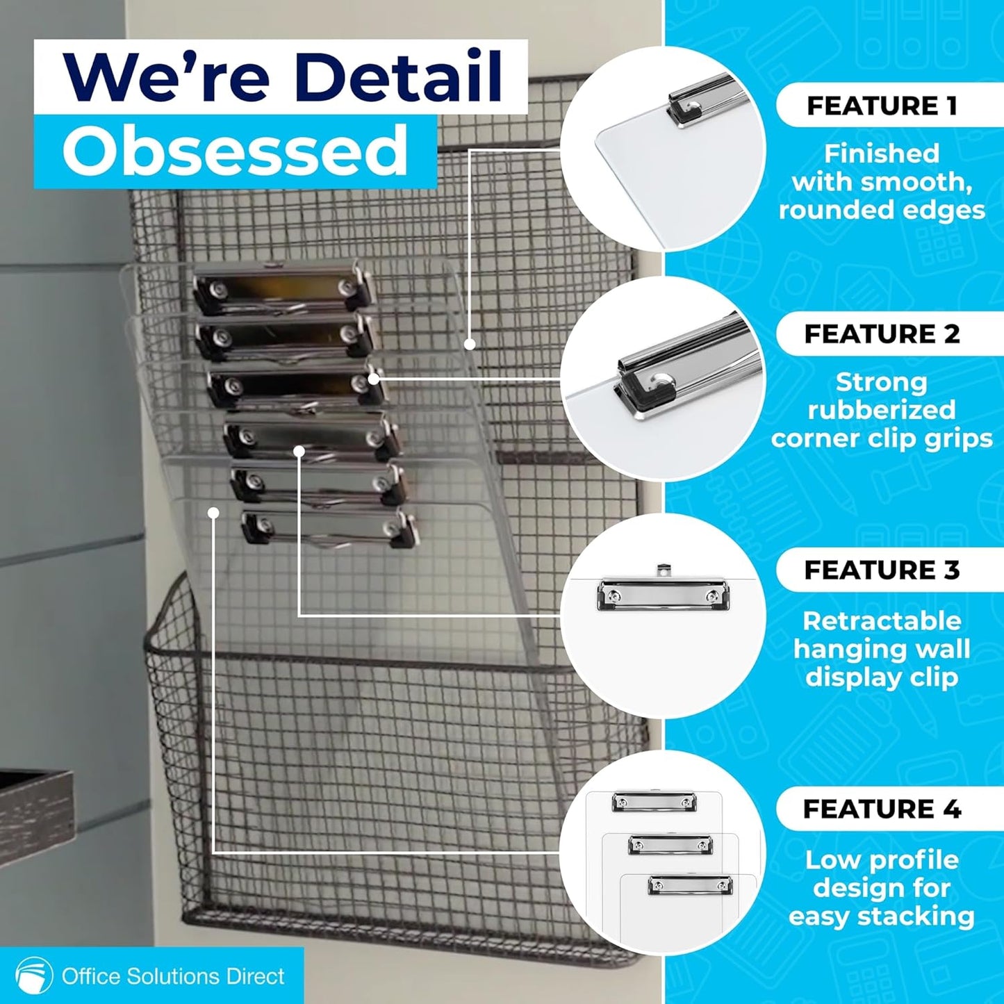 Plastic Clipboards (Set of 12) Transparent Clipboard (Clear) Strong 12.5 x 9 Inch | Holds 100 Sheets! Acrylic Clipboards with Low Profile Clip | Bulk Back to School Supplies for Teachers