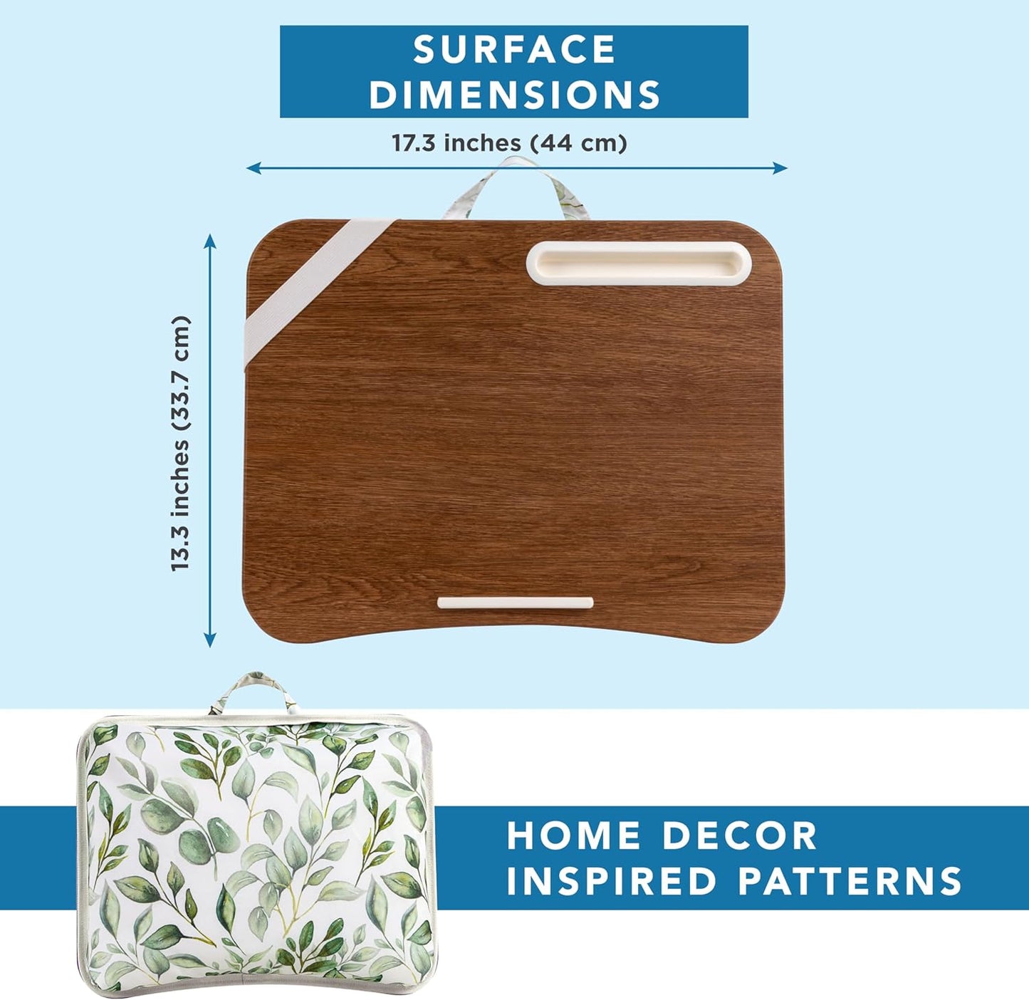 LAPGEAR Designer Lap Desk with Phone Holder and Device Ledge - Watercolor Leaves - Fits up to 15.6 Inch Laptops - Style No. 45412