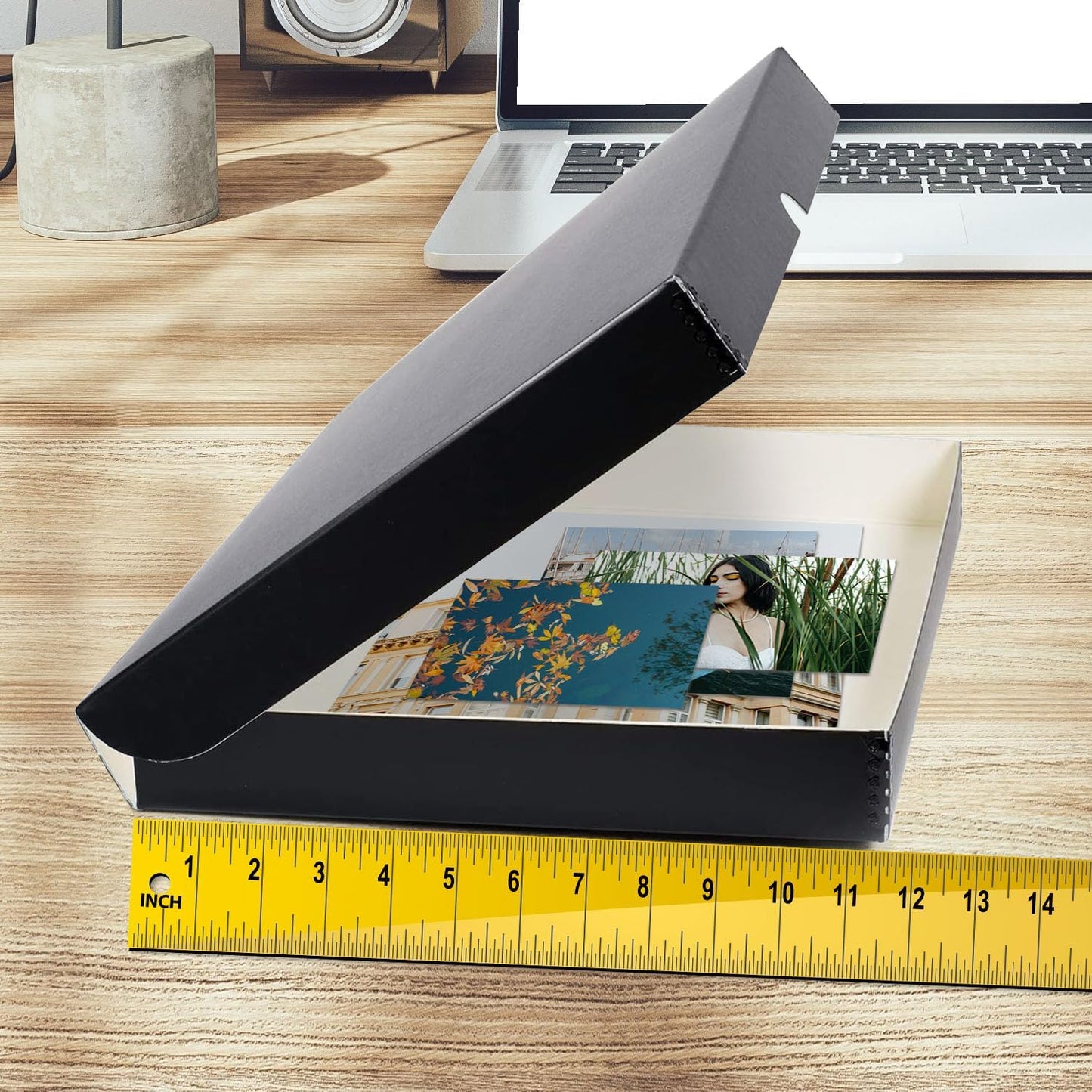 Golden State Art, Archival Folio Storage Box 11x17, Clamshell Design with Metal Edge, Preserve And Store Photos Documents Cards Prints Arts Crafts DIY, Black