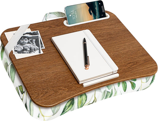 LAPGEAR Designer Lap Desk with Phone Holder and Device Ledge - Watercolor Leaves - Fits up to 15.6 Inch Laptops - Style No. 45412