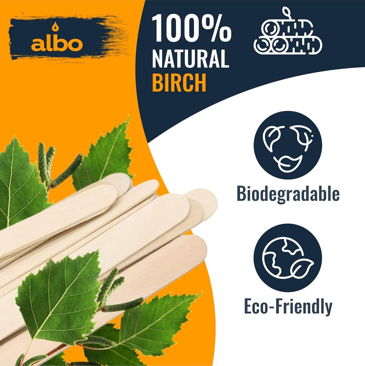 ALBO 300 Pack Wooden Wax Sticks – 4", 5", 6" Birch Applicators | Food-Safe Craft Sticks for Eyebrow & Body Wax | Resin Mixing, Ice Cream & Cake Pop DIY | Bulk DIY Craft Supplies for Kids & Pros