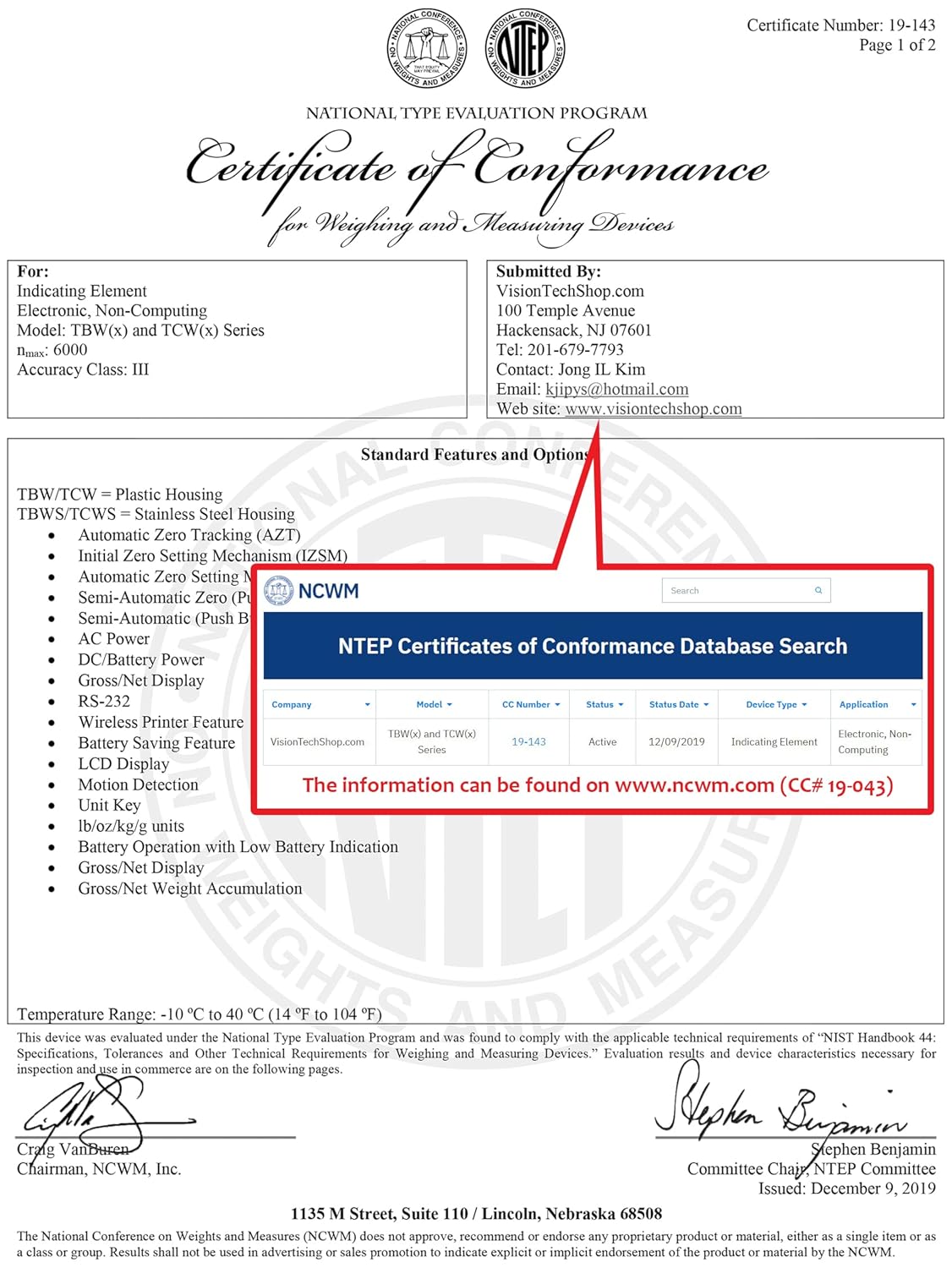 VisionTechShop TBWS-200 Washdown Stainless Steel Bench Scale, Lb/Kg/Oz Switchable, 200lb Capacity, 0.05lb Readability, NTEP Legal for Trade