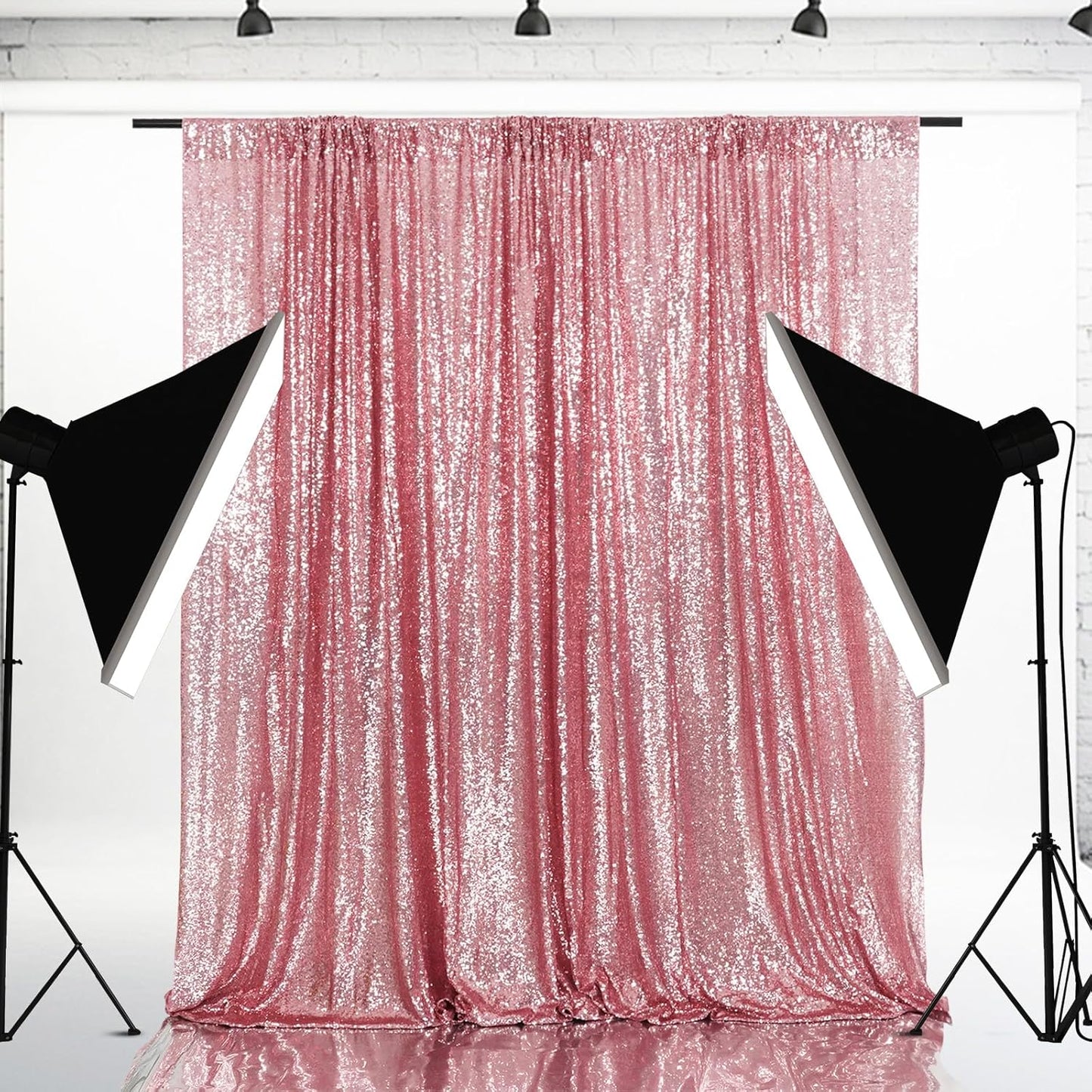 Eternal Beauty Fuchsia Pink Sequin Backdrop, 7x7 Ft Glitter Background Curtains for Shimmer Photography Party Wedding Birthday Back Drop Decor