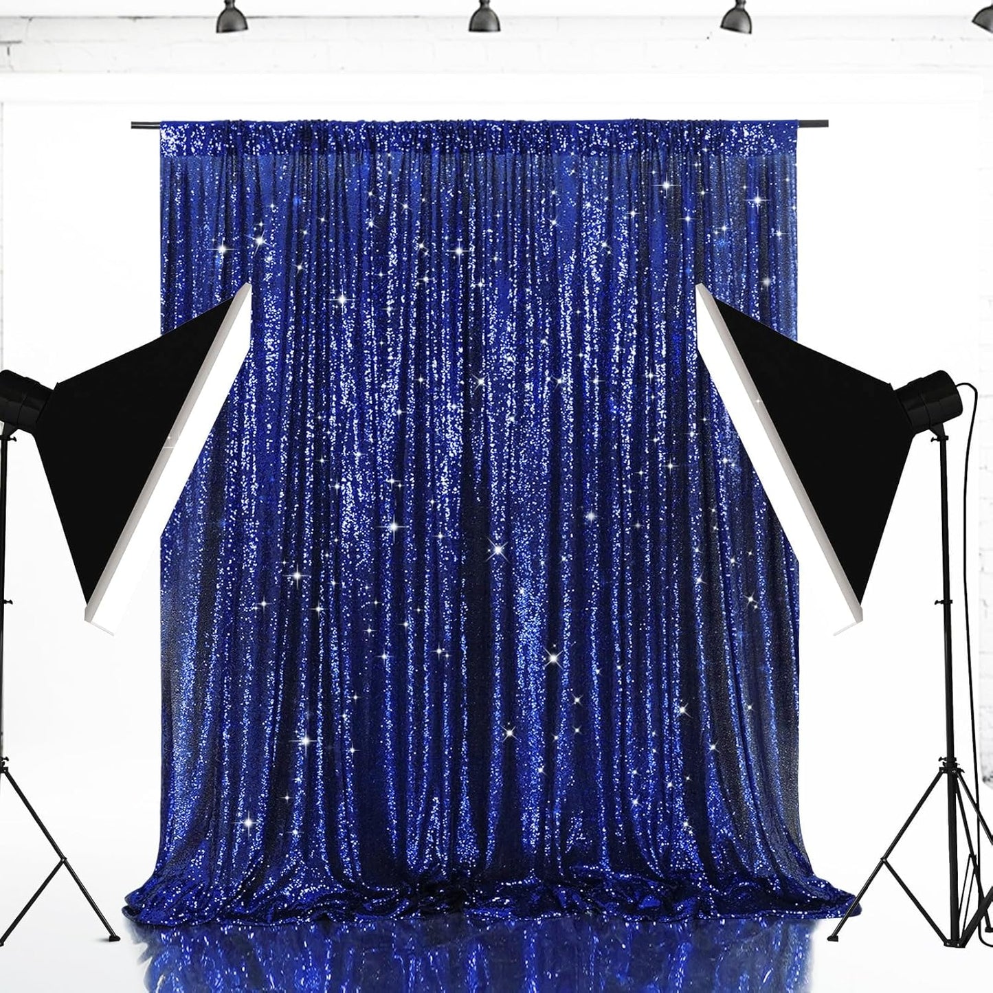 Eternal Beauty Navy Blue Sequin Backdrop, 5x7 Ft Glitter Background Curtains for Shimmer Photography Party Wedding Birthday Independence Day Back Drop Decor
