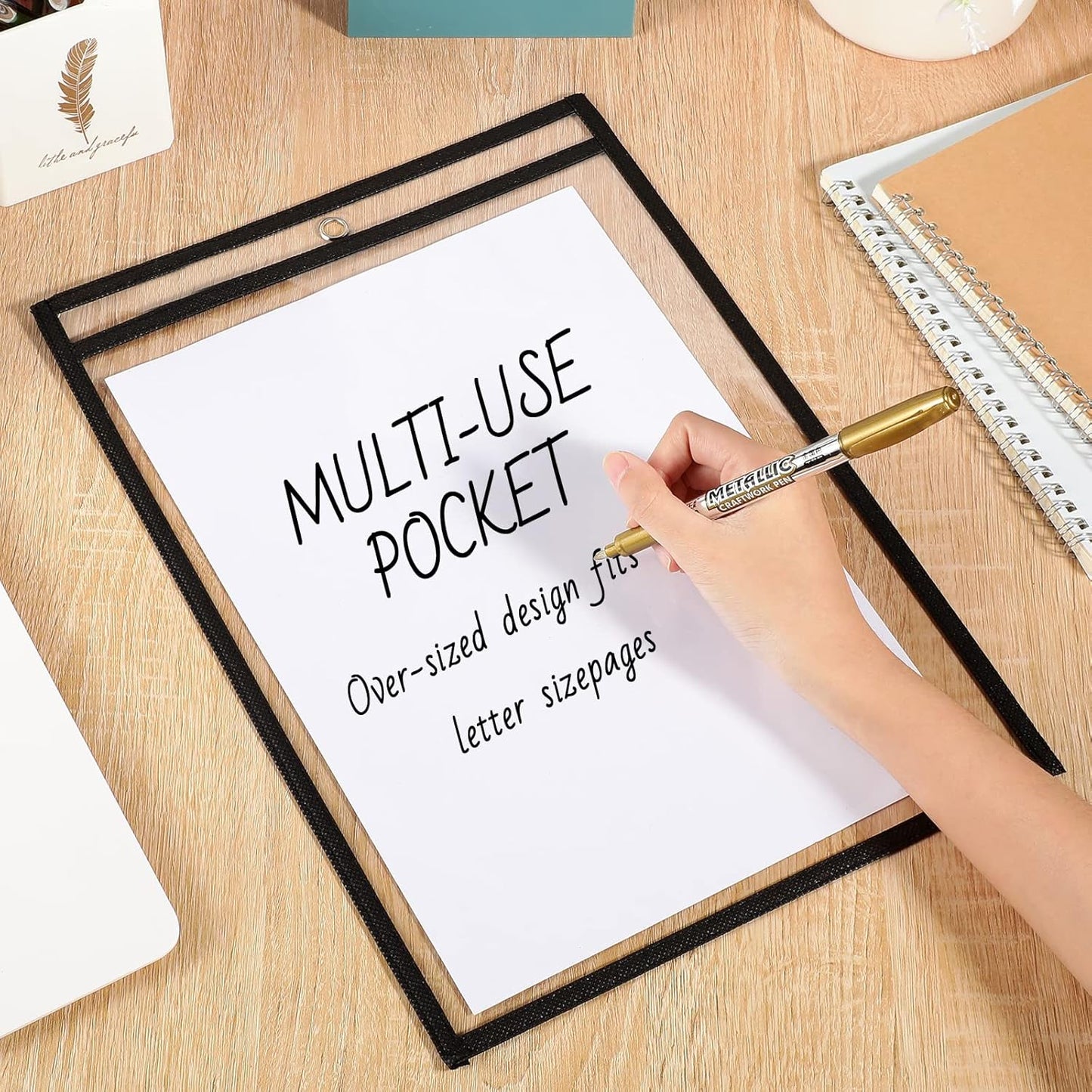 Yunsailing 80 Pack Dry Erase Pockets Job Ticket Holders Black Clear Reusable Dry Erase Shop Order Holder Plastic Ticket Pocket Protector Sleeves for Work Office Organization(10'' X 14'',Vertical)