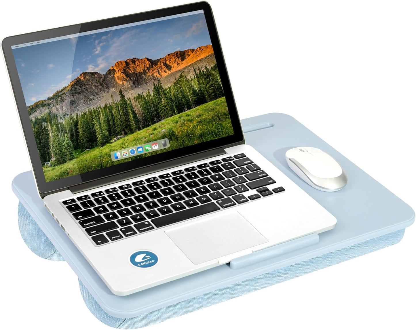 LAPGEAR Original Lap Desk – Large (17.9” x 13”) | Fits Up to 17.3” Laptops | Cushioned with Device Ledge, Pencil Tray & Handle | Portable & Lightweight | 12-Pack | Sky Blue – Style No. 45003