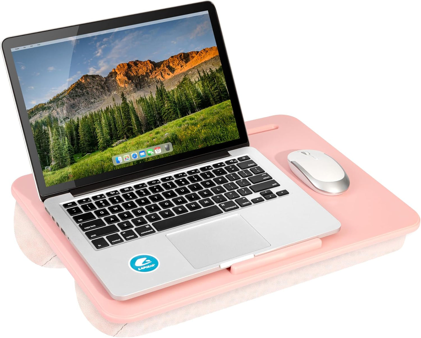 LAPGEAR Original Lap Desk – Large (17.9” x 13”) | Fits Up to 17.3” Laptops | Cushioned with Device Ledge, Pencil Tray & Handle | Portable & Lightweight | Rose Quartz – Style No. 45154