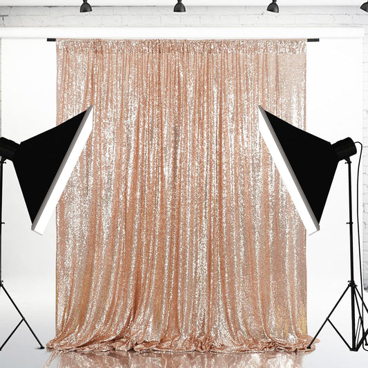 Eternal Beauty Rose Gold Sequin Backdrop, 4x7 Ft Glitter Background Curtains for Shimmer Photography Party Wedding Birthday Back Drop Decor