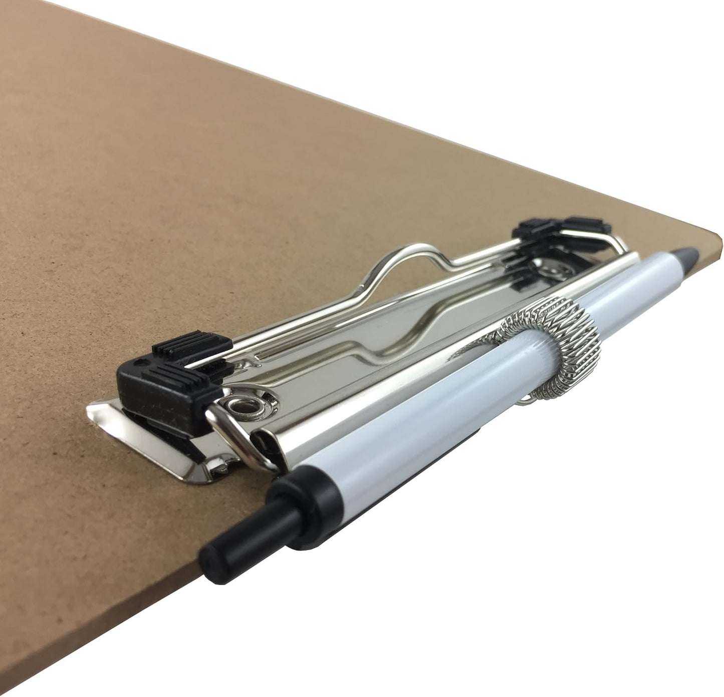 Pen Holder Clipboard, Letter Size, Low Profile Clip, Hardboard, 6-Pack (Pen Included)