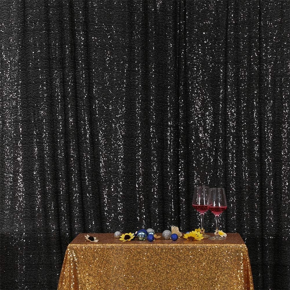 Eternal Beauty Black Sequin Backdrop, 8x10 Ft Halloween Glitter Background Curtains for Shimmer Photography Party Wedding Birthday Back Drop Decor