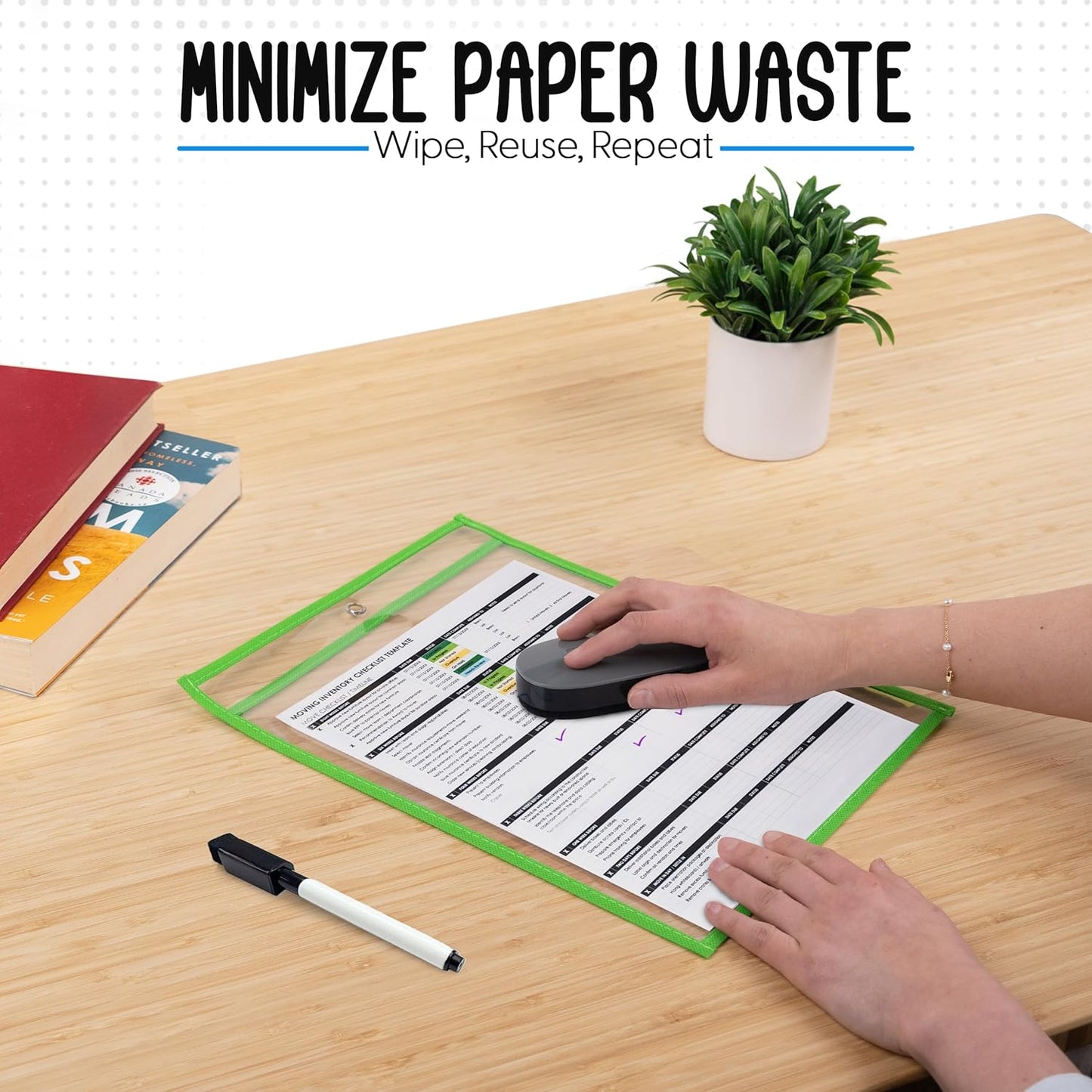 Essex Wares - 25 Pack, Assorted, Job Ticket Holders, 10" Wide x 13.5" Tall - Clear Plastic Shop Ticket Holders - Easy to Use, Reusable & Easy Erase Plastic Invoice Holders, Water-Resistant & Durable