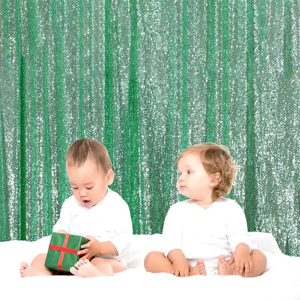 Eternal Beauty Mint Greem Sequin Backdrop, 7x7 Ft Glitter Background Curtains for Shimmer Photography Party Wedding Birthday Back Drop Decor