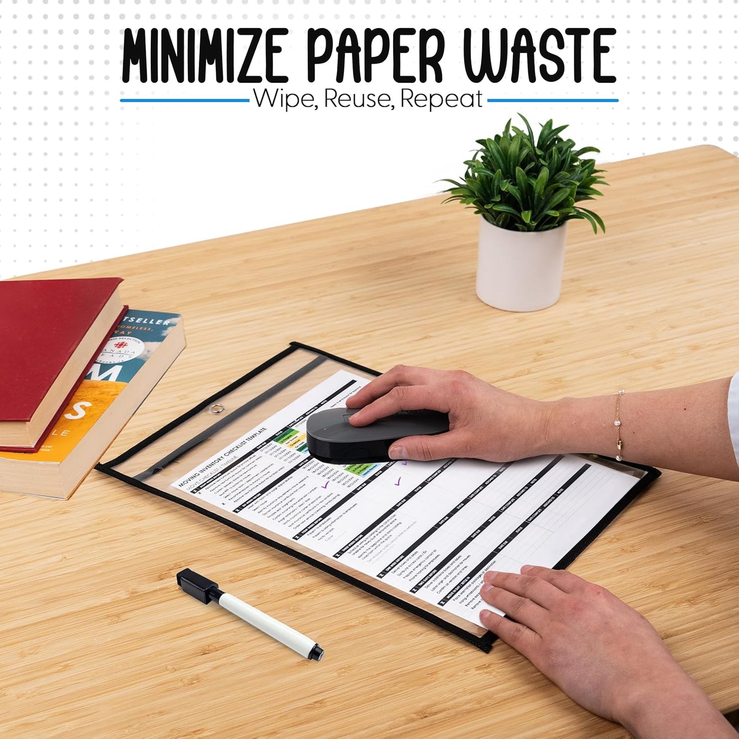 Essex Wares - 10 Pack, Black, Job Ticket Holders, 10" Wide x 13.5" Tall - Clear Plastic Shop Ticket Holders - Easy to Use, Reusable & Easy Erase Plastic Invoice Holders, Water-Resistant & Durable